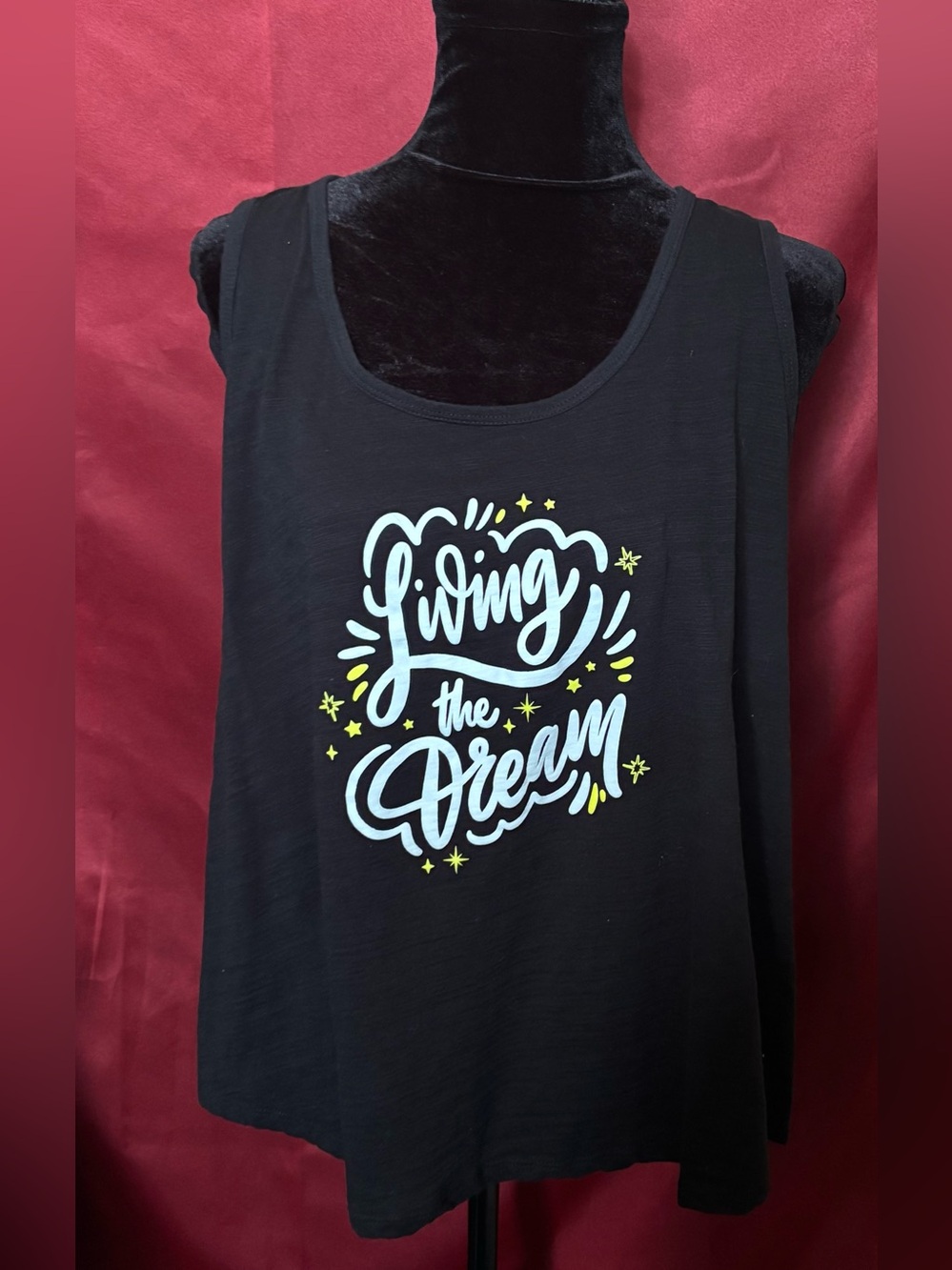 Living the Dream Black Graphic PJ Tank Top